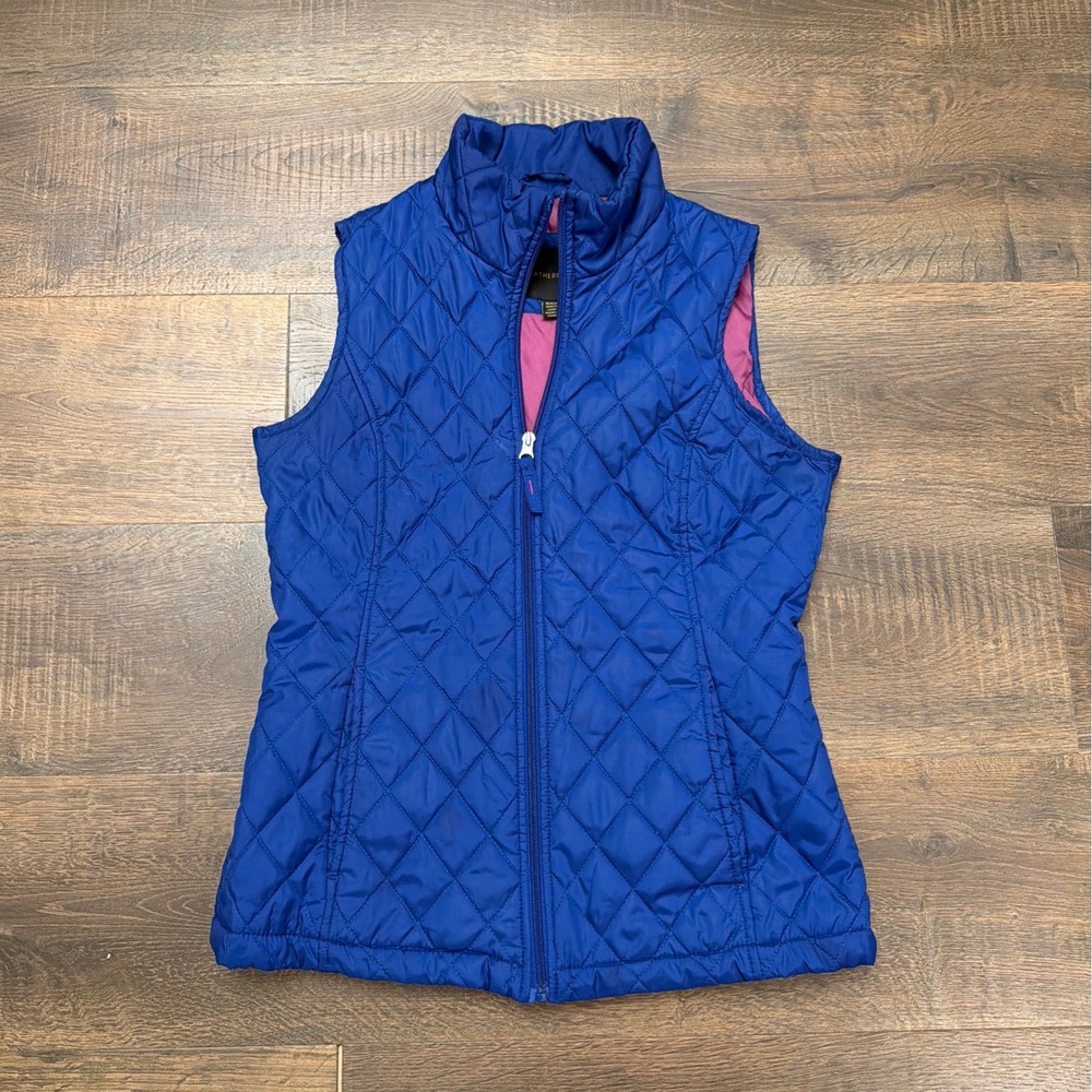 Weatherproof Womens Royal Blue Diamond Quilted Full Zip Puffer Vest Small